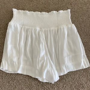 White Flowy Shorts with Smocked Waistband Size L